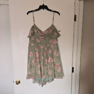 City Studio Green Floral High Low Dress